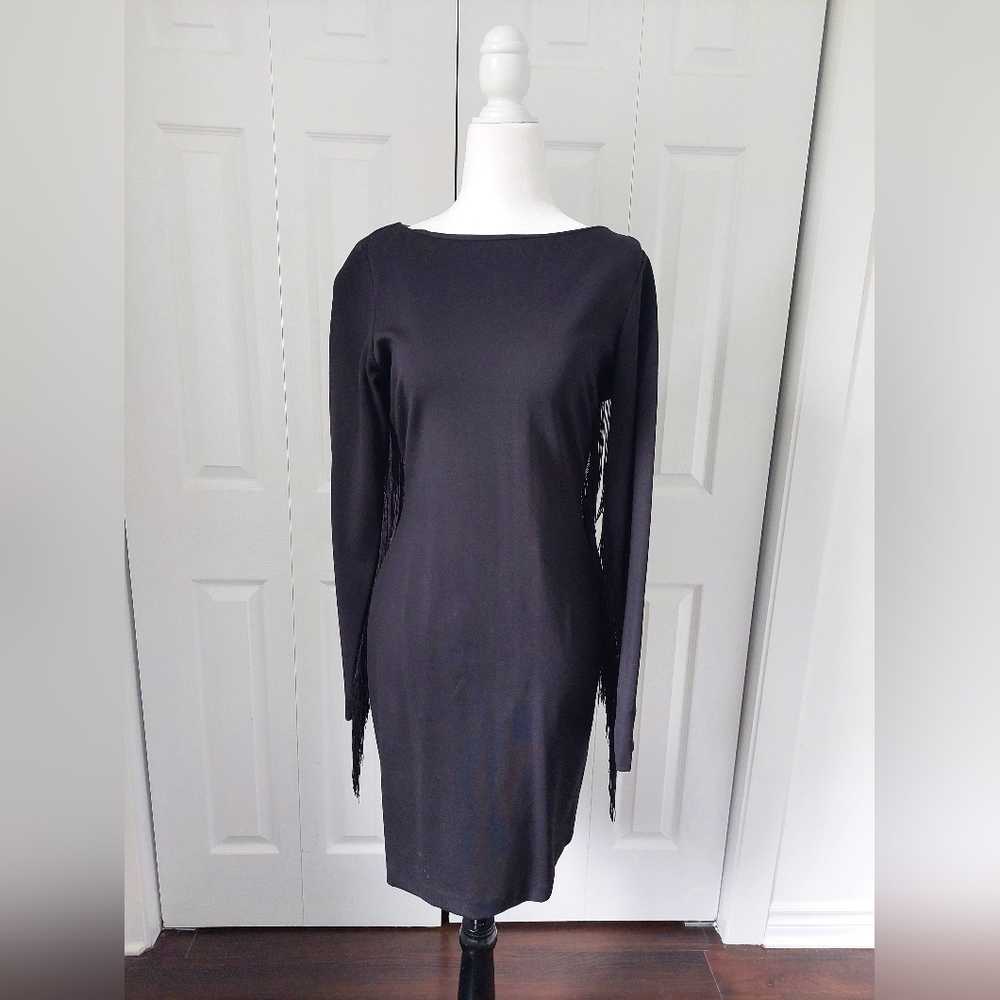 Dalia Fringe Black Dress Formal